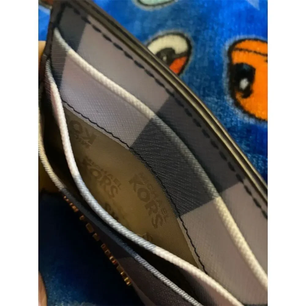 Michael Kors Unisex Checkered Card Holder Multicolor Leather Wallet